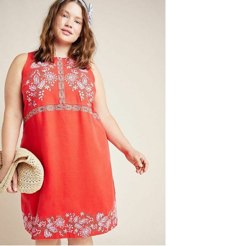 NEW Anthropologie Aiko Embroidered Shift Dress